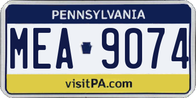 PA license plate MEA9074