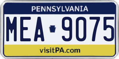 PA license plate MEA9075
