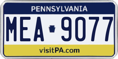 PA license plate MEA9077