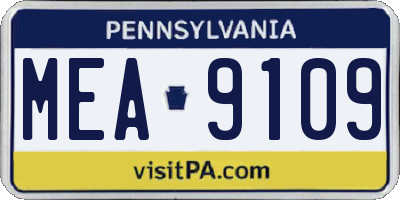 PA license plate MEA9109