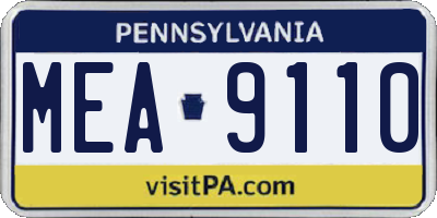 PA license plate MEA9110