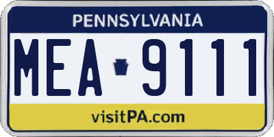 PA license plate MEA9111