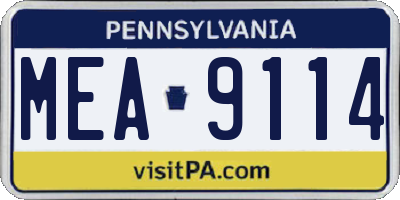 PA license plate MEA9114