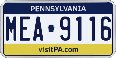 PA license plate MEA9116