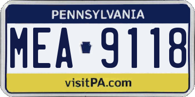 PA license plate MEA9118