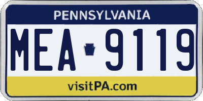 PA license plate MEA9119