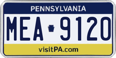 PA license plate MEA9120