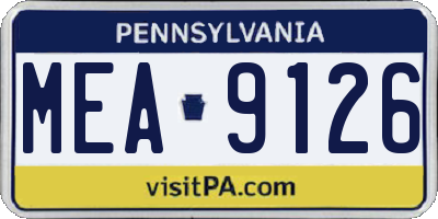 PA license plate MEA9126
