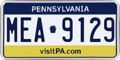 PA license plate MEA9129