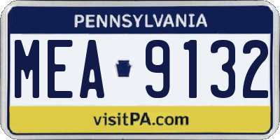 PA license plate MEA9132