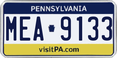 PA license plate MEA9133