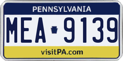 PA license plate MEA9139