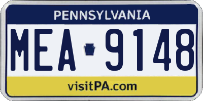 PA license plate MEA9148