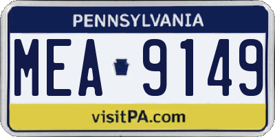 PA license plate MEA9149