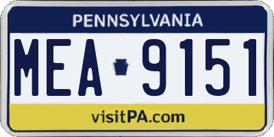 PA license plate MEA9151