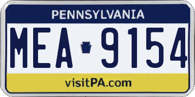 PA license plate MEA9154