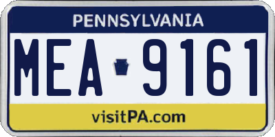 PA license plate MEA9161