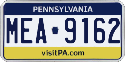 PA license plate MEA9162