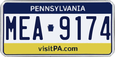 PA license plate MEA9174