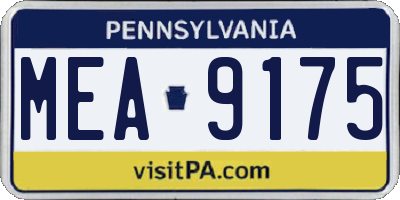 PA license plate MEA9175