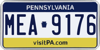 PA license plate MEA9176