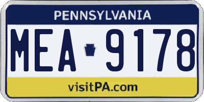 PA license plate MEA9178