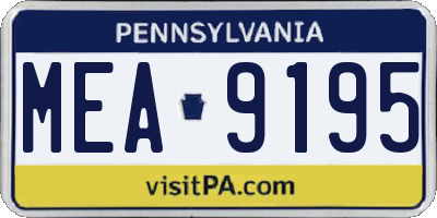 PA license plate MEA9195