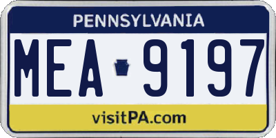PA license plate MEA9197
