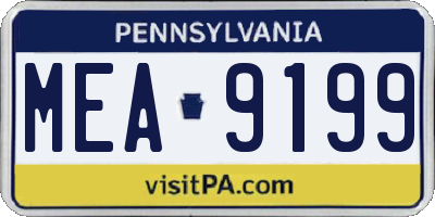 PA license plate MEA9199
