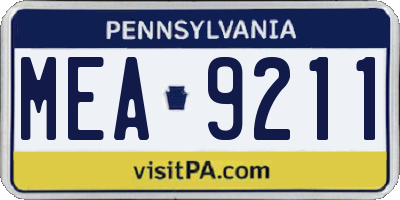 PA license plate MEA9211