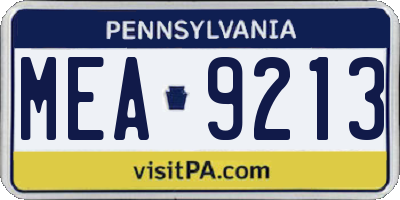 PA license plate MEA9213