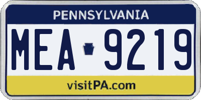 PA license plate MEA9219