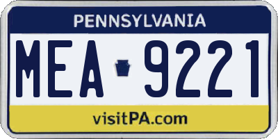 PA license plate MEA9221