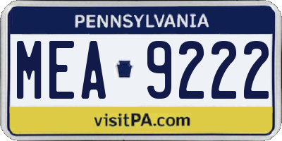 PA license plate MEA9222