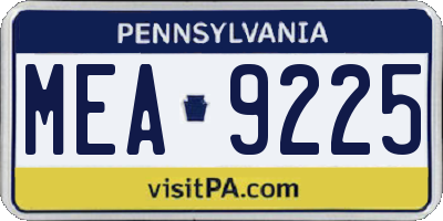 PA license plate MEA9225