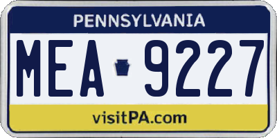 PA license plate MEA9227