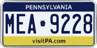 PA license plate MEA9228