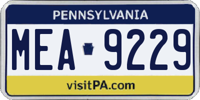 PA license plate MEA9229