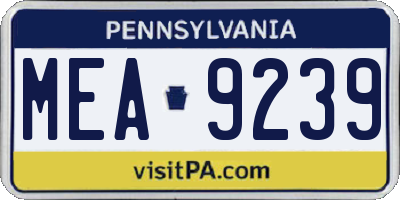 PA license plate MEA9239