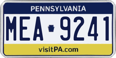 PA license plate MEA9241