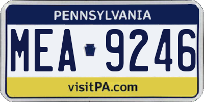 PA license plate MEA9246