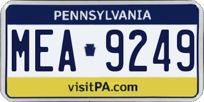 PA license plate MEA9249