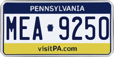 PA license plate MEA9250