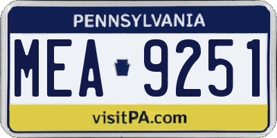 PA license plate MEA9251