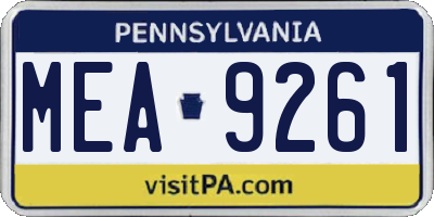 PA license plate MEA9261