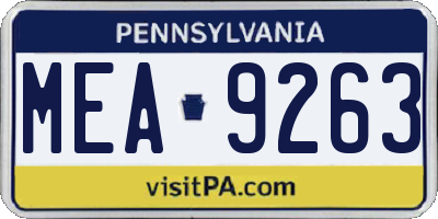 PA license plate MEA9263