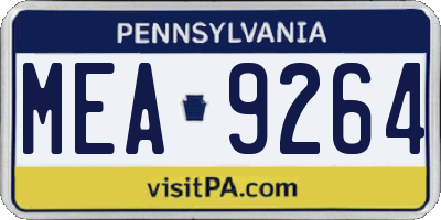 PA license plate MEA9264
