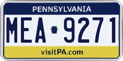 PA license plate MEA9271