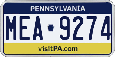 PA license plate MEA9274