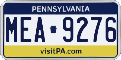 PA license plate MEA9276